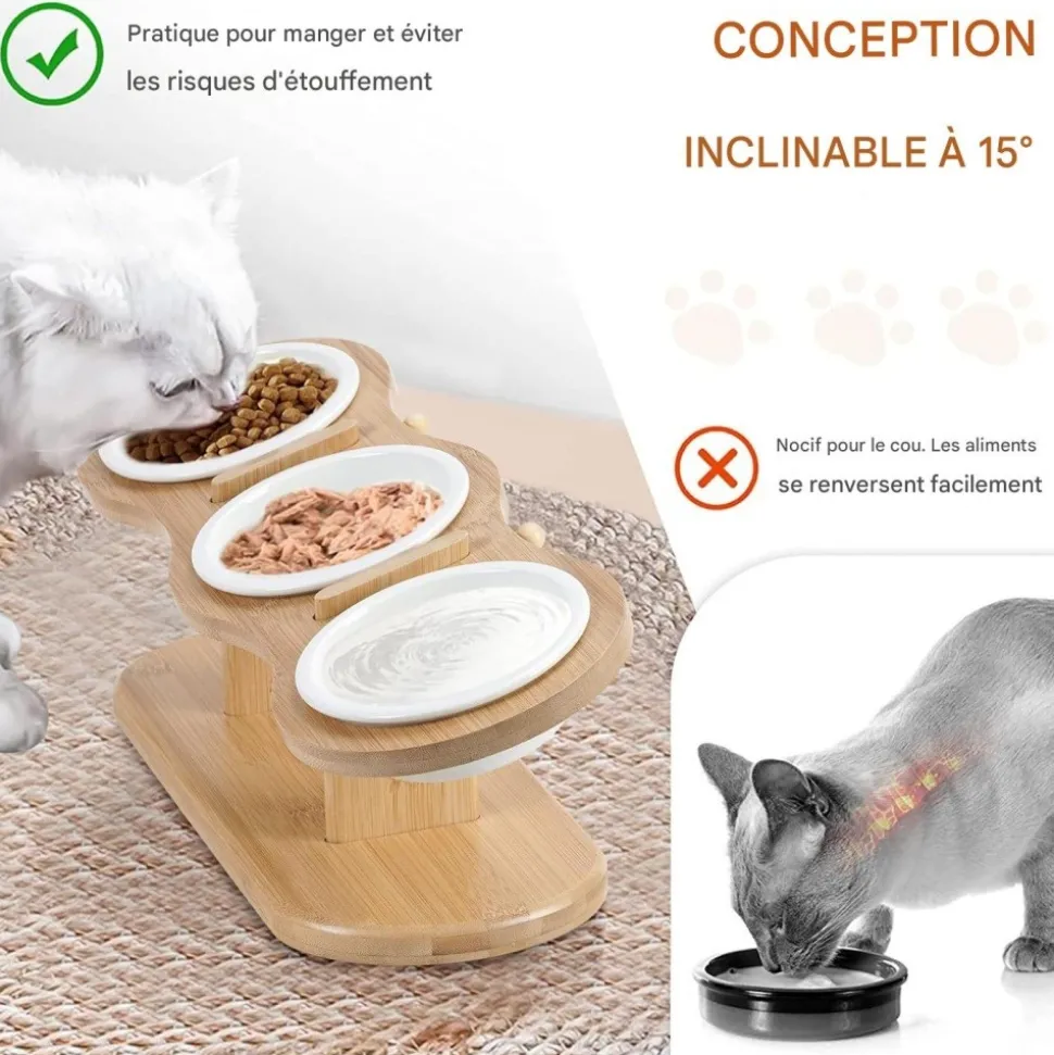 DOWNYPAWS - Réglablegamelle surélevée pour chat