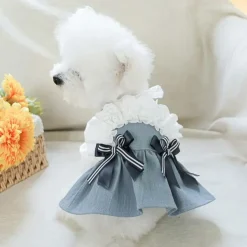 DOWNYPAWS - Robe pour animaux de compagnie avec volants en nœud