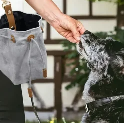 DOWNYPAWS - Sac de rangement portable en toile cirée avec cordon de serrage pour aliments et friandises de chiens