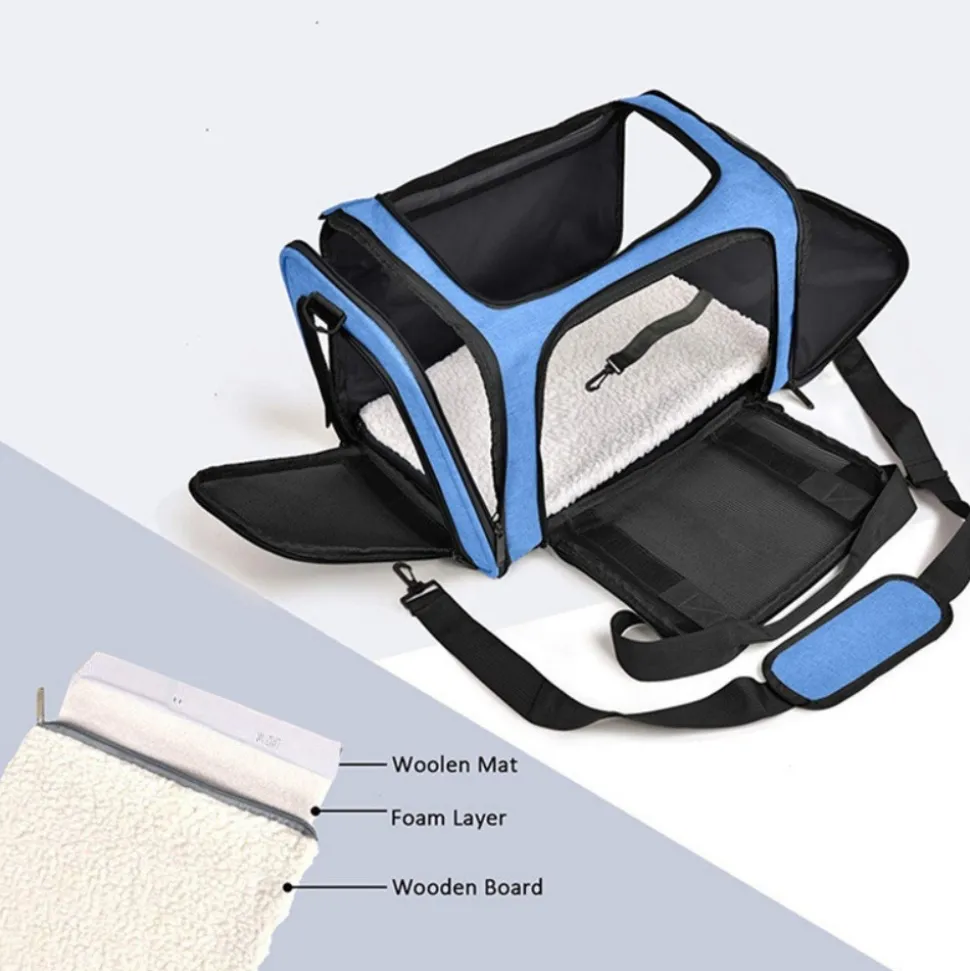 DOWNYPAWS - Sac de transport pour chat, portable et pliable bleu taille l downypaws