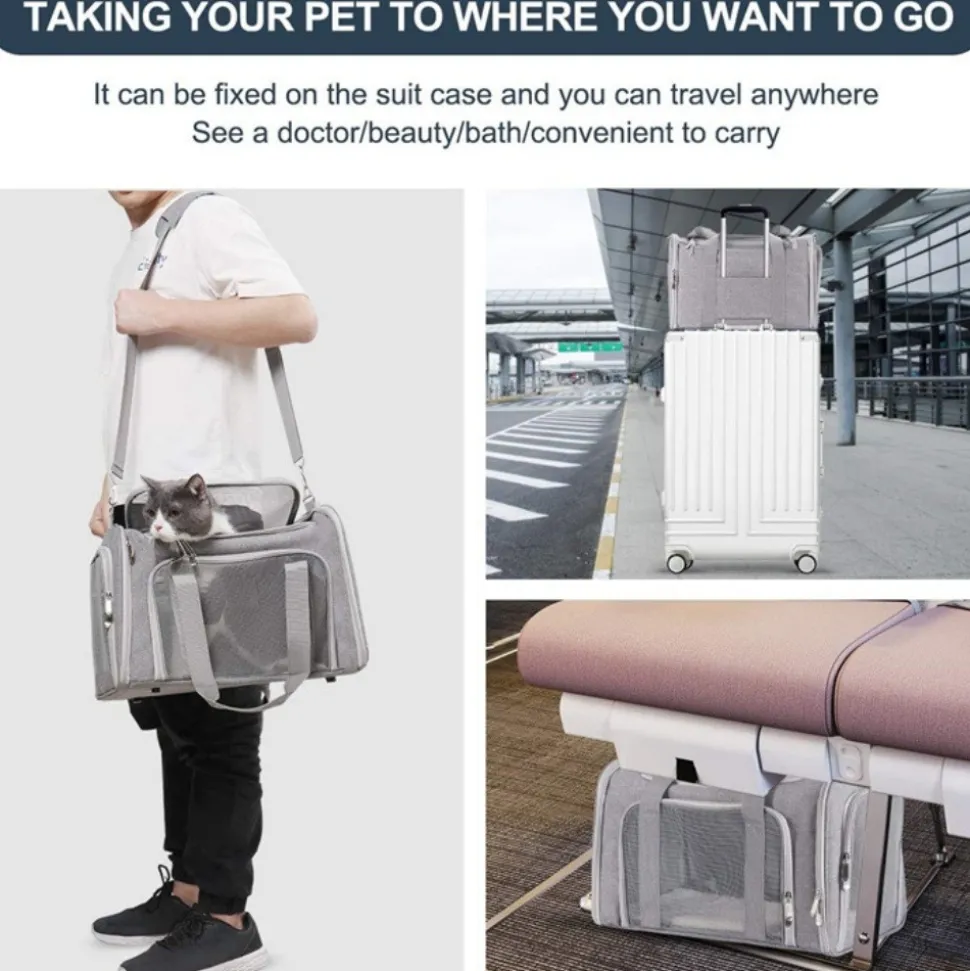 DOWNYPAWS - Sac de transport pour chat, portable et pliable bleu taille l downypaws