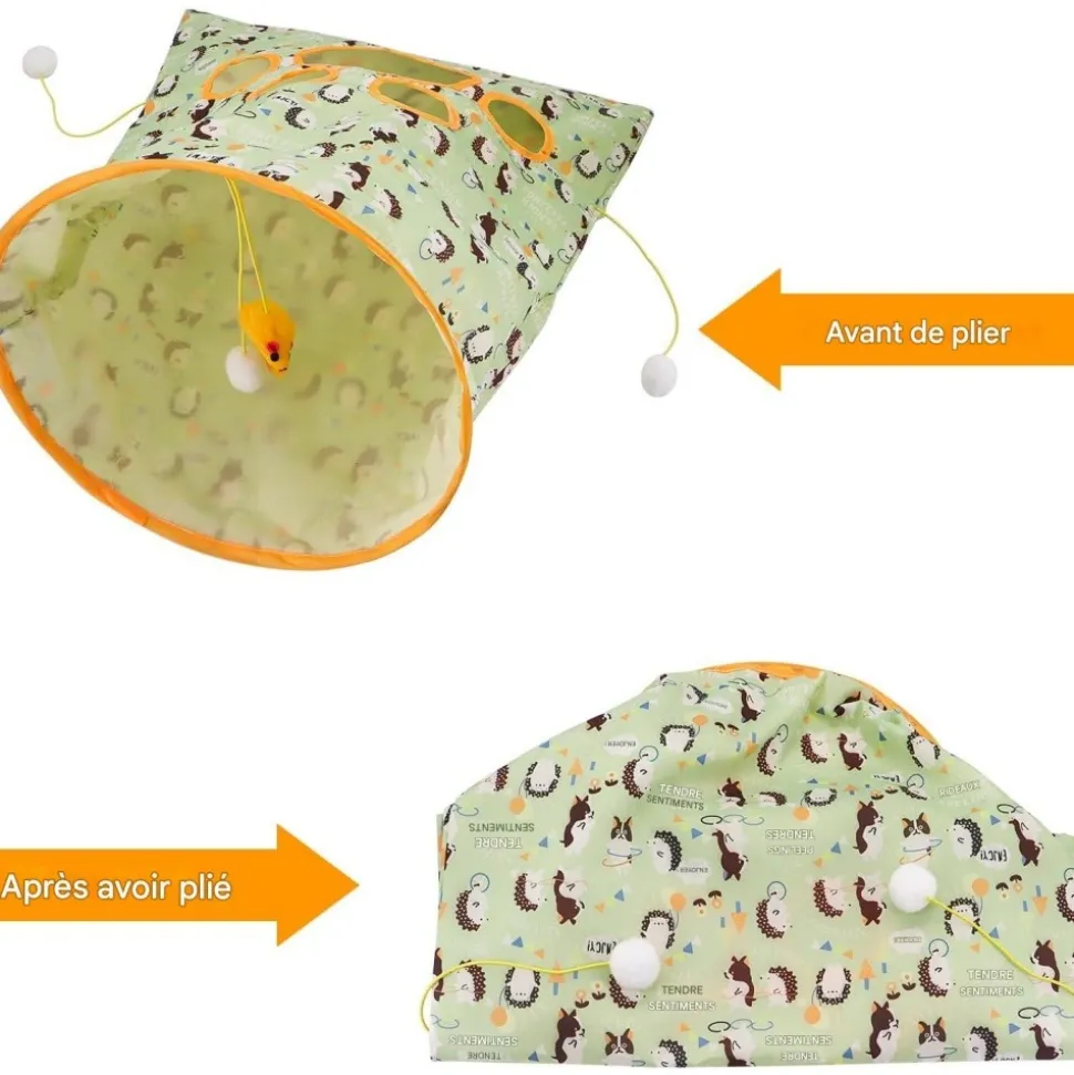 DOWNYPAWS - Sac tunnel pourchatsavec balle jouet