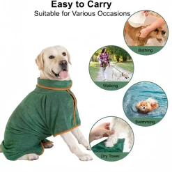 DOWNYPAWS - Serviette de bain en microfibre absorbante pour chiens peignoir de séchage convient pour 7 à 14 kg