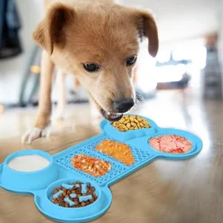 DOWNYPAWS - Tapis à lécher pour chiens bleu