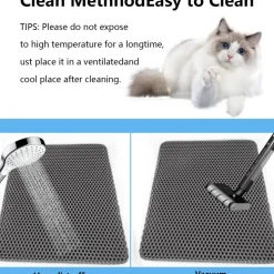 DOWNYPAWS - Tapis de litière pour chat gris foncé 45*60cm