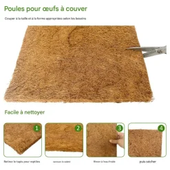 DOWNYPAWS - Tapis en fibre de noix de coco pour nid d'oiseau et animal de compagnie 55*55cm 2 pièces