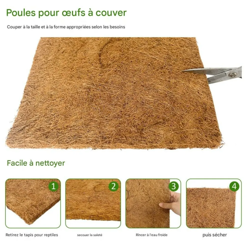 DOWNYPAWS - Tapis en fibre de noix de coco pour nid d'oiseau et animal de compagnie épaisseur 1cm 40*40cm 5 pièces