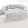 DOWNYPAWS - Tapis pour lit de chien en peluche, universel pour toutes saisons gris foncé 105 x 95 x 15 cm