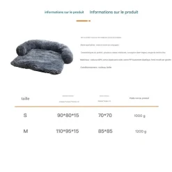 DOWNYPAWS - Tapis pour lit de chien en peluche, universel pour toutes saisons gris 105 x 95 x 15 cm