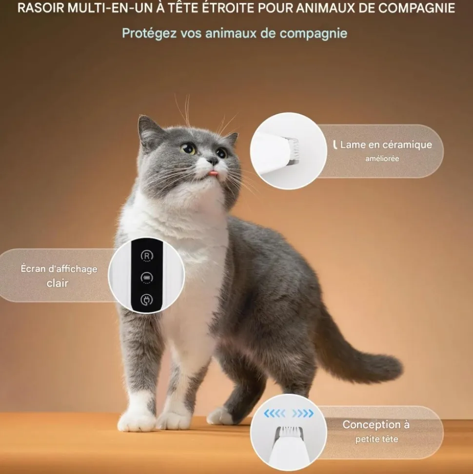 DOWNYPAWS - Tondeuse pattes chien chat avec affichage led