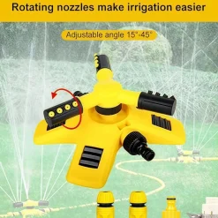 DOWNYPAWS - Tête d'arrosage automatique rotative à 360 degrés pour pépinière: arroseur à trois branches dispositif d'arrosage tandem