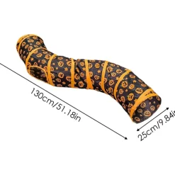 DOWNYPAWS - Tunnel pour chat avec halloween imprimé citrouille-130*25*25cm