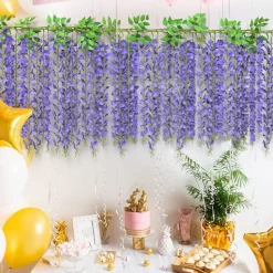 DTOPBUYAGE - Bande de wisteria artificielle pour décoration de mariage violet 2 pièces dtopbuyage
