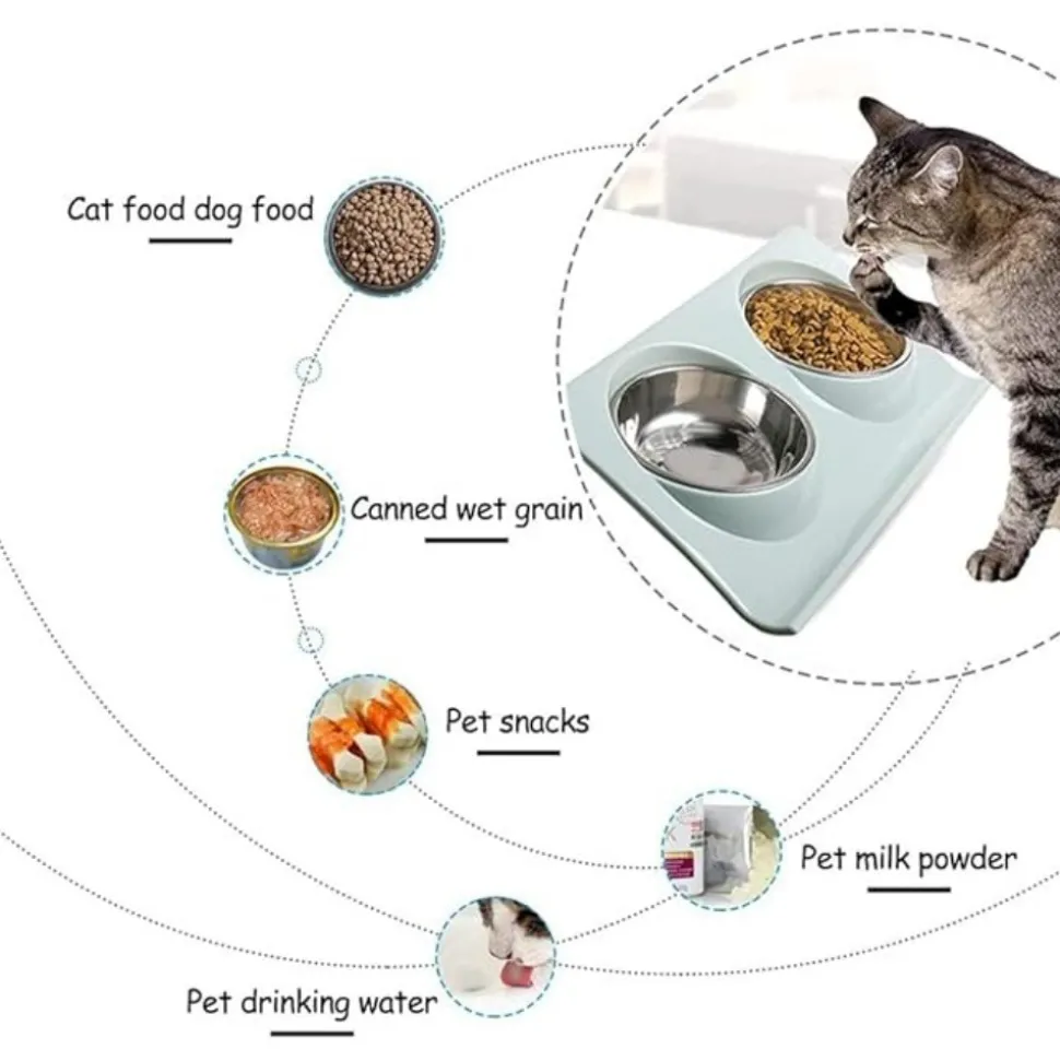DTOPBUYAGE - Dtopbuyage animaux feeder bol, gamelle double