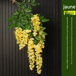 DTOPBUYAGE - Fleurs artificielles de glycine et de cassia fistula pour décoration du plafond jaune*2 dtopbuyage