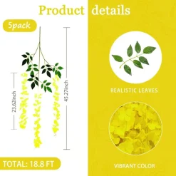 DTOPBUYAGE - Fleurs artificielles de glycine et de cassia fistula pour décoration du plafond jaune*2 dtopbuyage