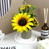DTOPBUYAGE - Fleurs artificielles de tournesol de haute qualité avec pot gris - dtopbuyage