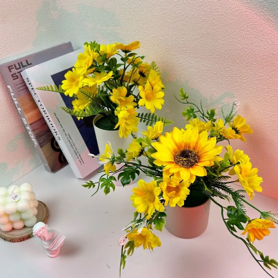 DTOPBUYAGE - Fleurs artificielles de tournesol et de marguerite - décoration pour salon et chambre - dtopbuyage