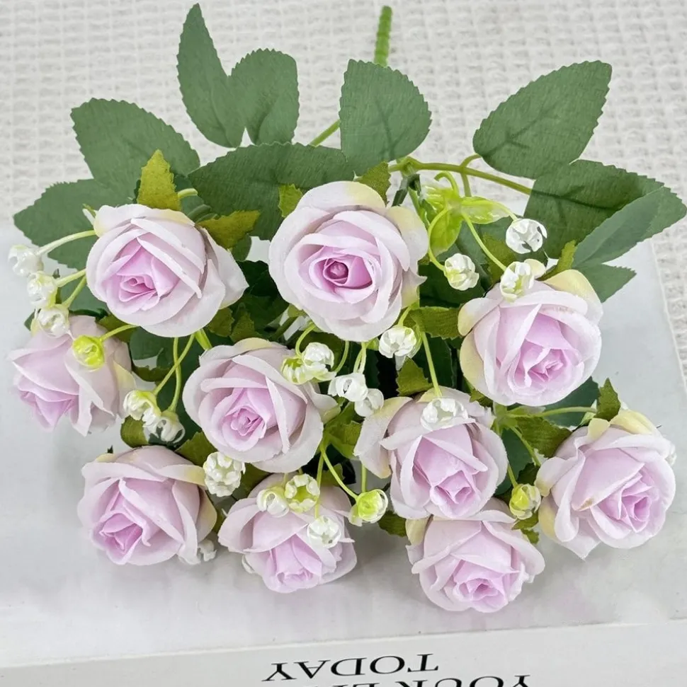 DTOPBUYAGE - Fleurs artificielles, gypsophile et rose diamant 2 pièces violet