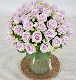 DTOPBUYAGE - Fleurs artificielles, gypsophile et rose diamant 2 pièces violet