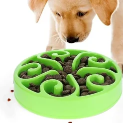 DTOPBUYAGE - Gamelle anti glouton vert plateau interactif pour animaux compagnie