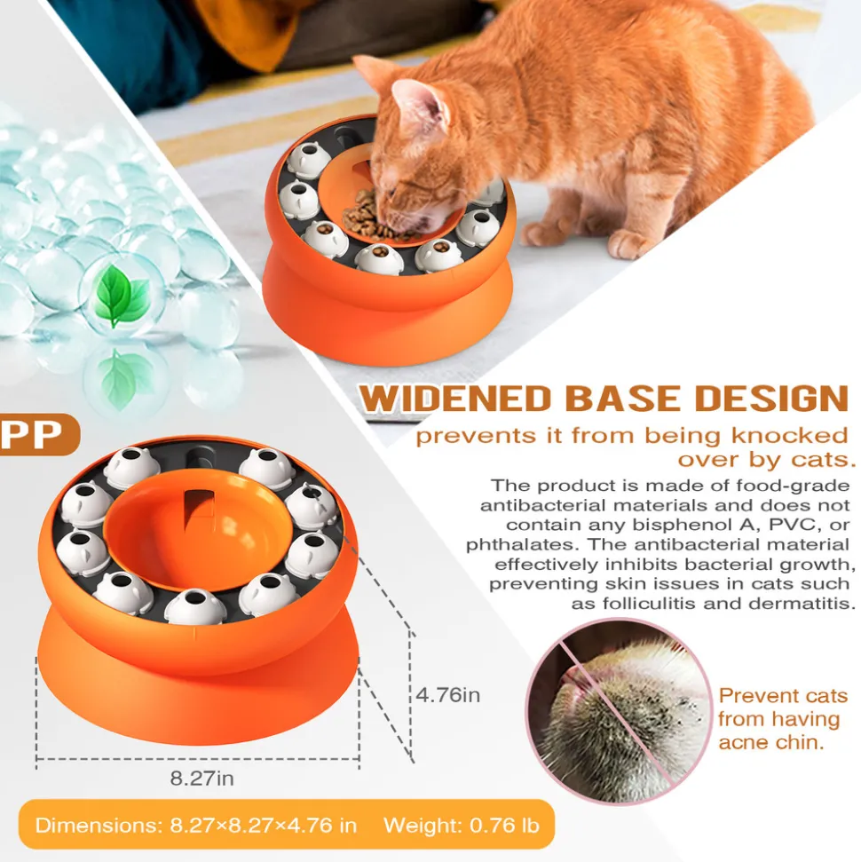 DTOPBUYAGE - Gamelle pour chat - surélevée avec support, jouet puzzle interactif