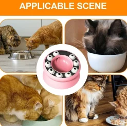 DTOPBUYAGE - Gamelle pour chat - surélevée avec support, jouet puzzle interactif
