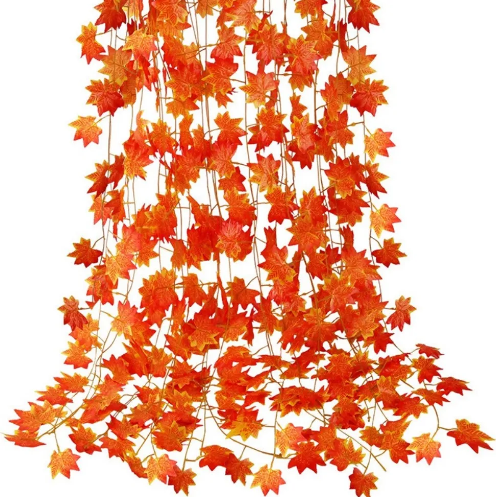 DTOPBUYAGE - Garland de feuilles d'érable d'automne artificielles - 12 pièces dtopbuyage