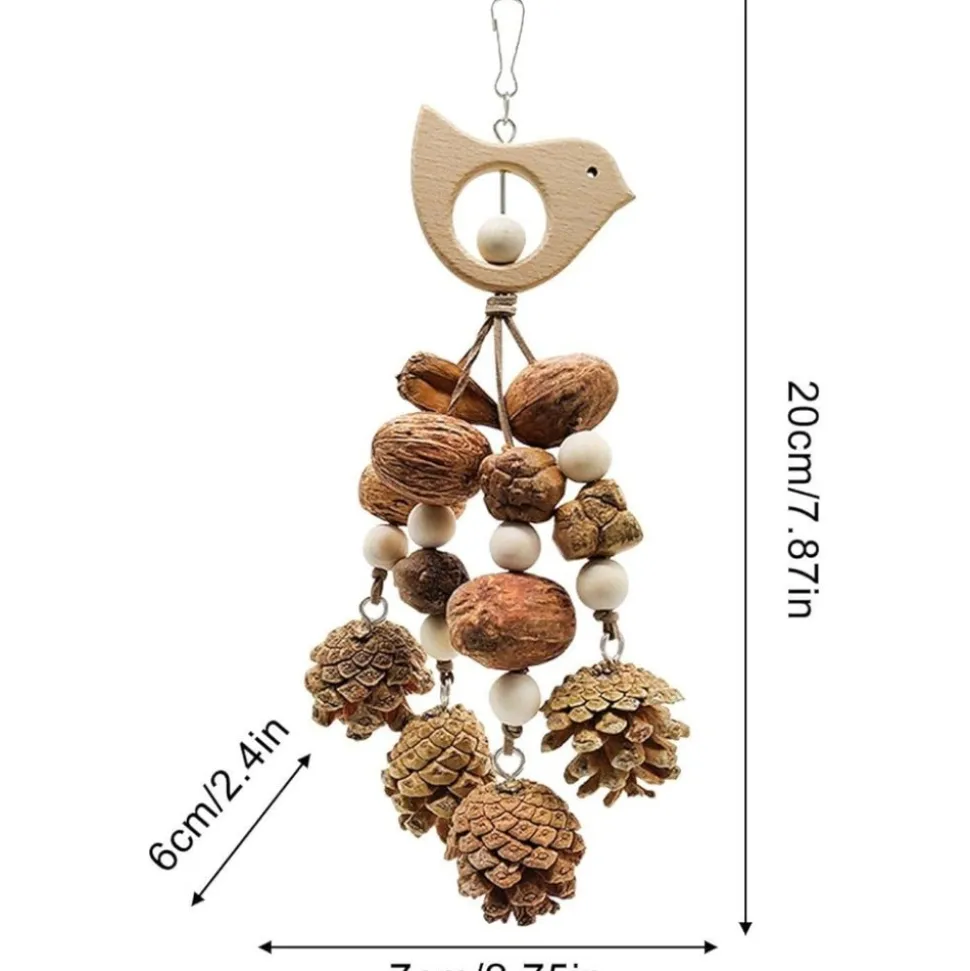 DTOPBUYAGE - Jouets mâcher oiseaux bois pomme pin