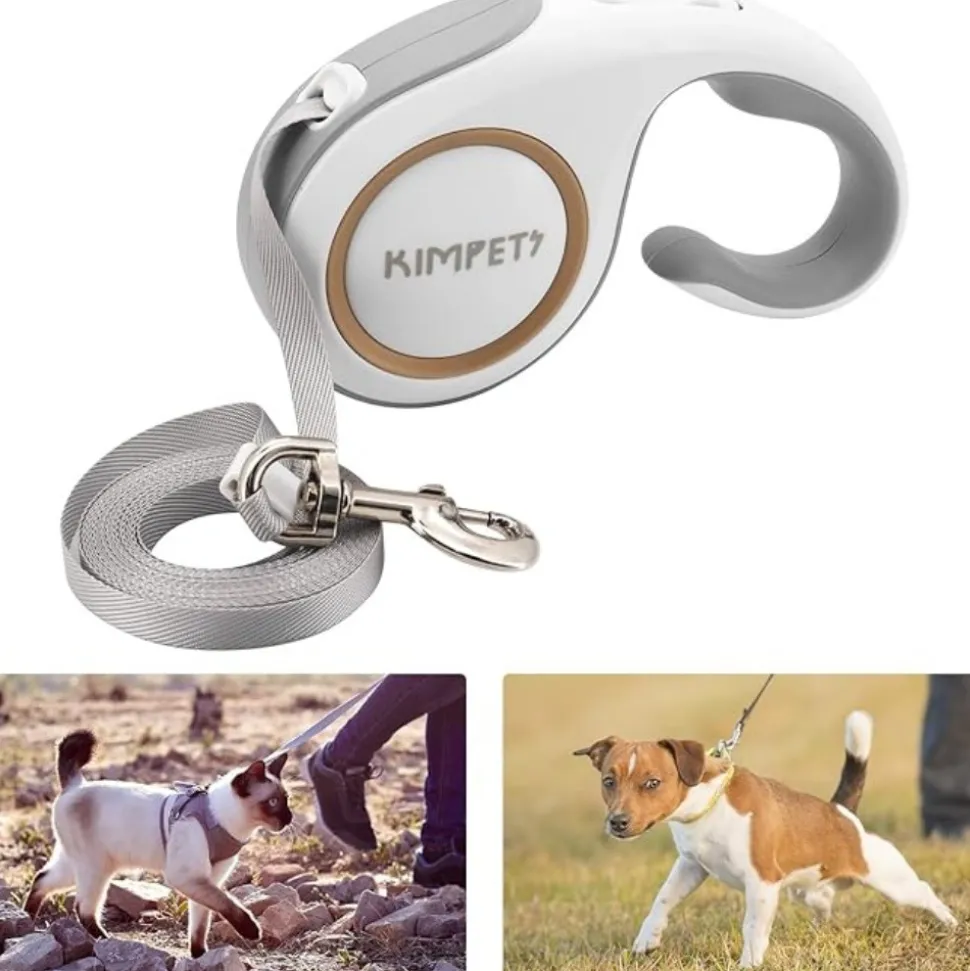 DTOPBUYAGE - Laisse extensible verrouillée 5m blanc chien