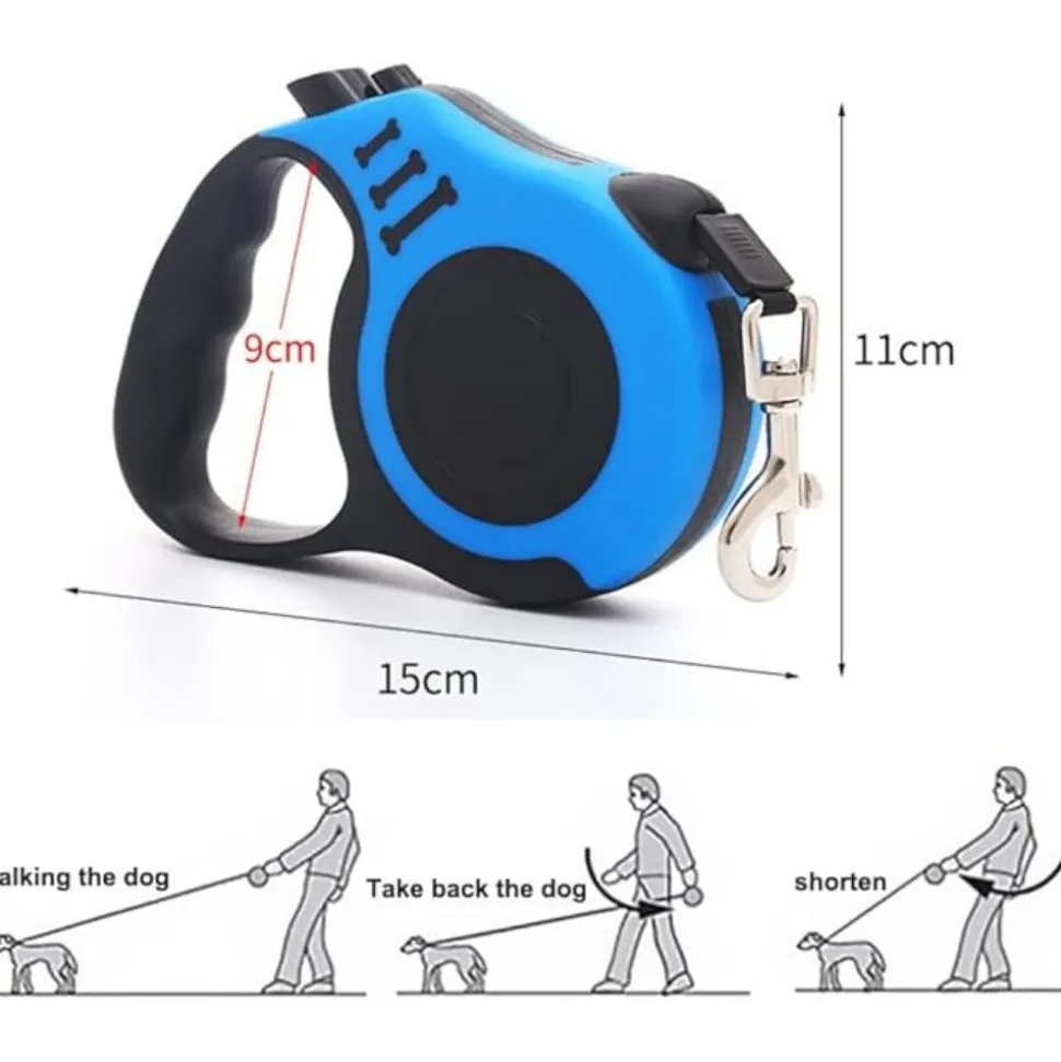 DTOPBUYAGE - Laisse rétractable 5m bleue pour chien