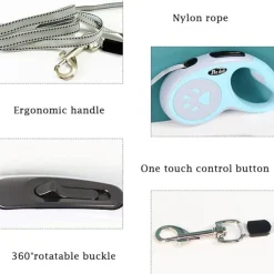 DTOPBUYAGE - Laisse rétractable 5 m pour chiens petit moyen taille rose