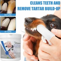 DTOPBUYAGE - Lingettes pour les dents des animaux de compagnie sur doigt, 50 pcs/boîte - dtopbuyage