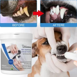 DTOPBUYAGE - Lingettes pour les dents des animaux de compagnie sur doigt, 50 pcs/boîte - dtopbuyage