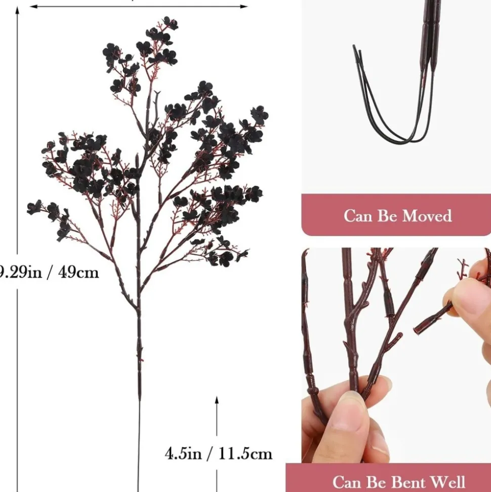 DTOPBUYAGE - Lot de 10 fleurs artificielles de gypsophila noir dtopbuyage