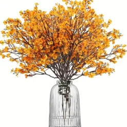 DTOPBUYAGE - Lot de 10 fleurs artificielles de gypsophila noir jaune or dtopbuyage