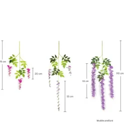 DTOPBUYAGE - Paquet de 12 rotins de fleurs artificielles de glycine et de violet pour mariage rose dtopbuyage