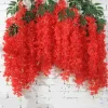DTOPBUYAGE - Paquet de 12 rotins de fleurs artificielles de glycine et de violet pour mariage rouge dtopbuyage
