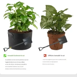 DTOPBUYAGE - Sacs de plantation noirs en non-tissé 15 gallons 5 pièces dtopbuyage