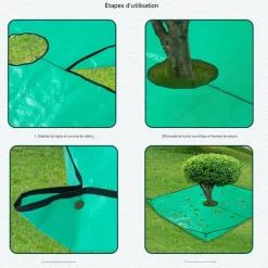 DTOPBUYAGE - Tapis pour collecter les feuilles tombées en jardinage 100 x 100 cm, ouverture 20 cm dtopbuyage