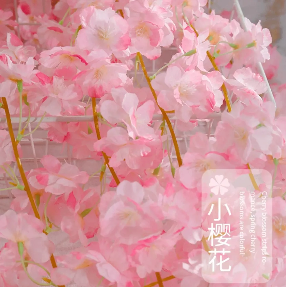 DTOPBUYAGE - Vigne de fleurs de cerisier artificielles pour décor intérieur et masquer les tuyaux rosé dtopbuyage