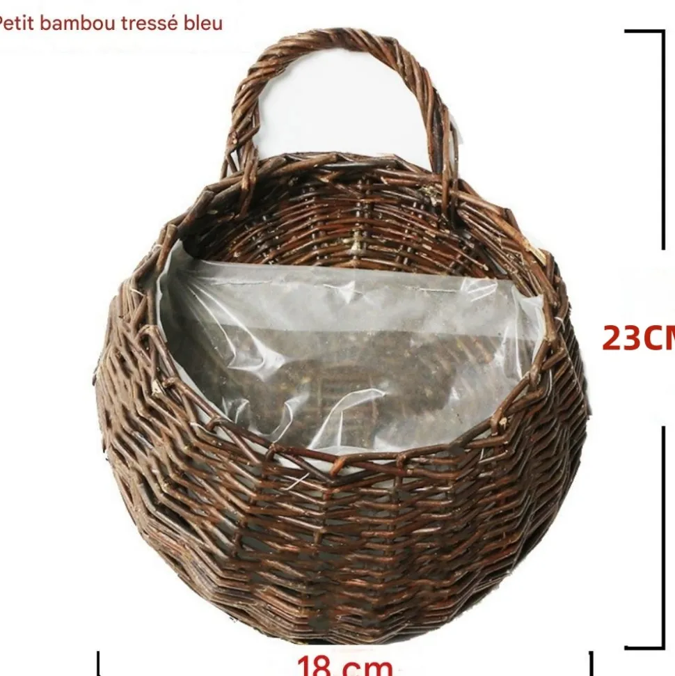 DTOPBUYAGE - Vinée de roses artificielles avec panier de bambou pour décoration rose dtopbuyage