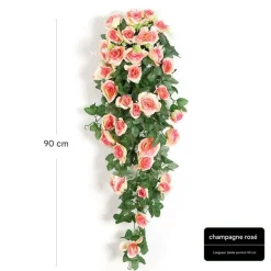 DTOPBUYAGE - Vinée de roses artificielles avec panier de bambou pour décoration champagne dtopbuyage