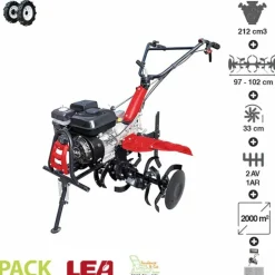 DUNSCH - Motoculteur thermique avec roues pneumatiques travail 102cm vitesses 2av-1ar lea le42212-97w21