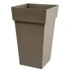 EDA - Pot de fleur carré toscane 39 x h.65 cm - taupe