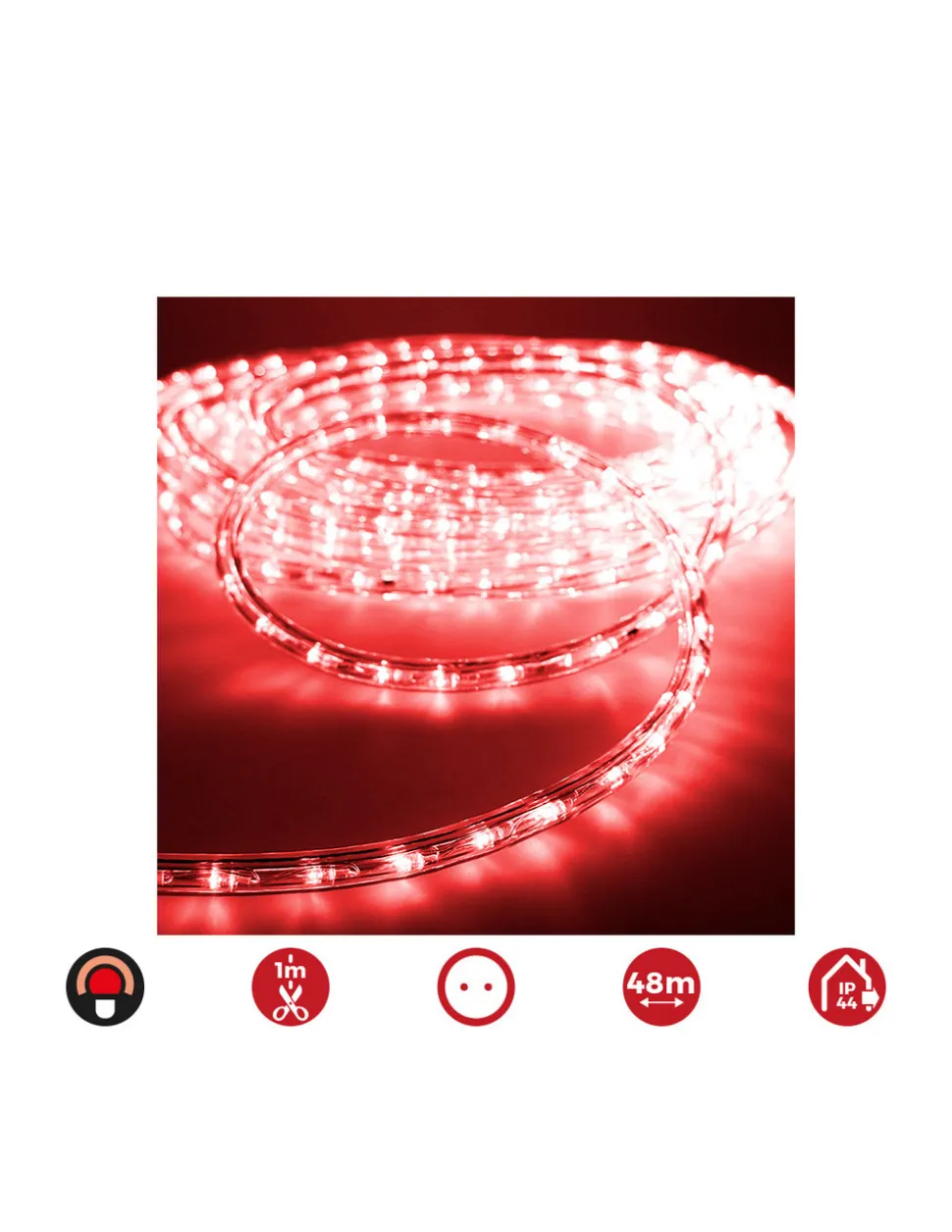 EDM - Tube flexiled 2 voies 48m. Fixes 30 leds/m rouge