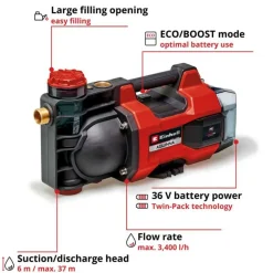 EINHELL - Pompe d'arrosage sans fil aquinna 36/34 - livré sans batterie ni chargeur