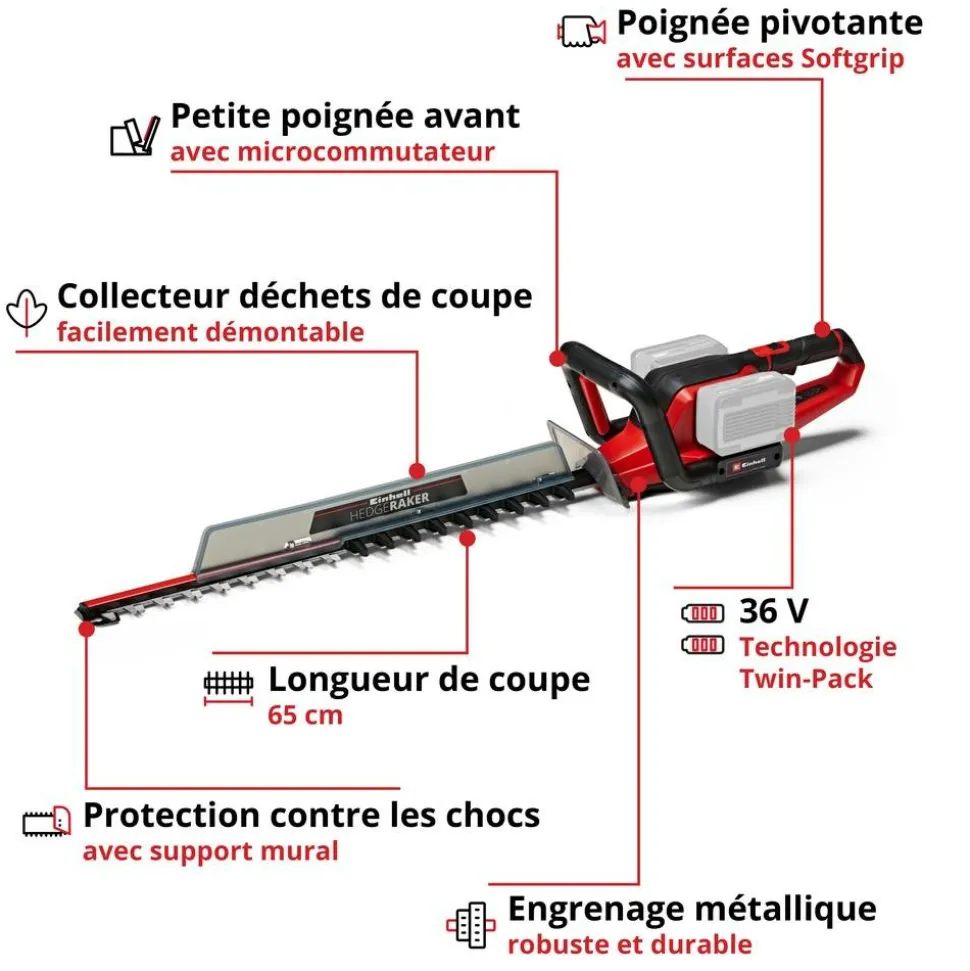 EINHELL - Taille-haies sans fil ge-ch 36/65 li-solo