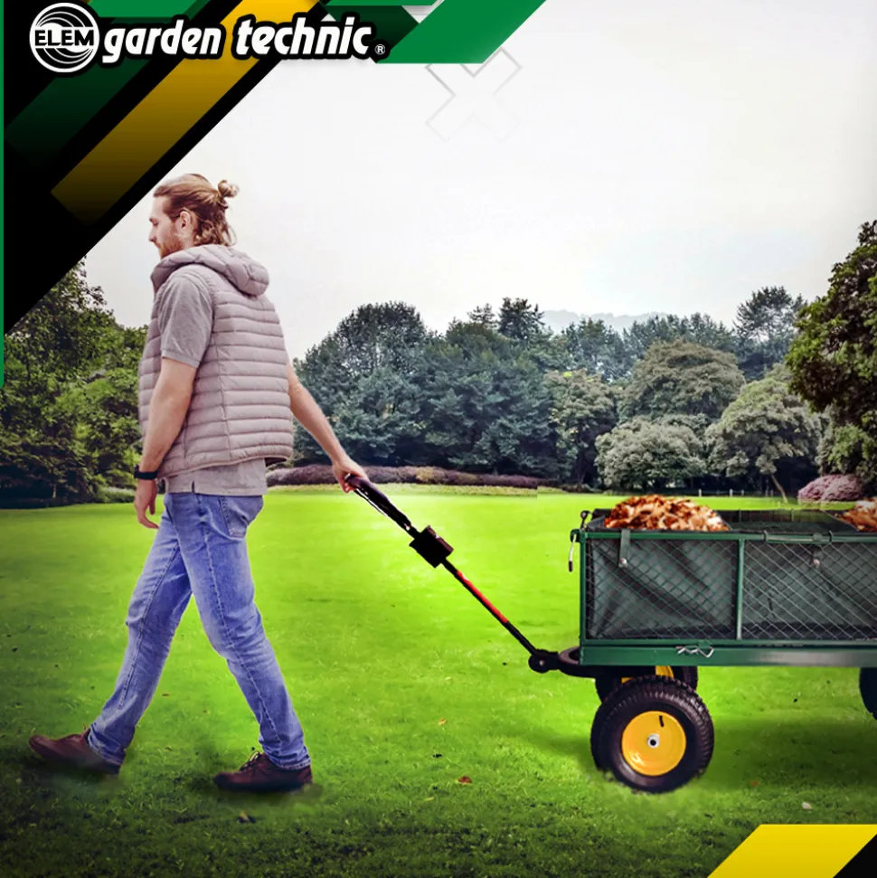 ELEM GARDEN TECHNIC - Chariot de jardin en acier avec bâche amovible 138x62x68cm