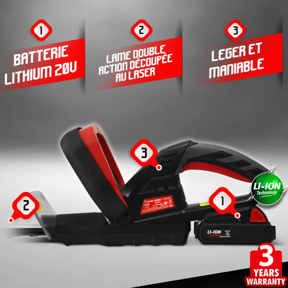 ELEM GARDEN TECHNIC - Taille haies rechargeable 20v lithium